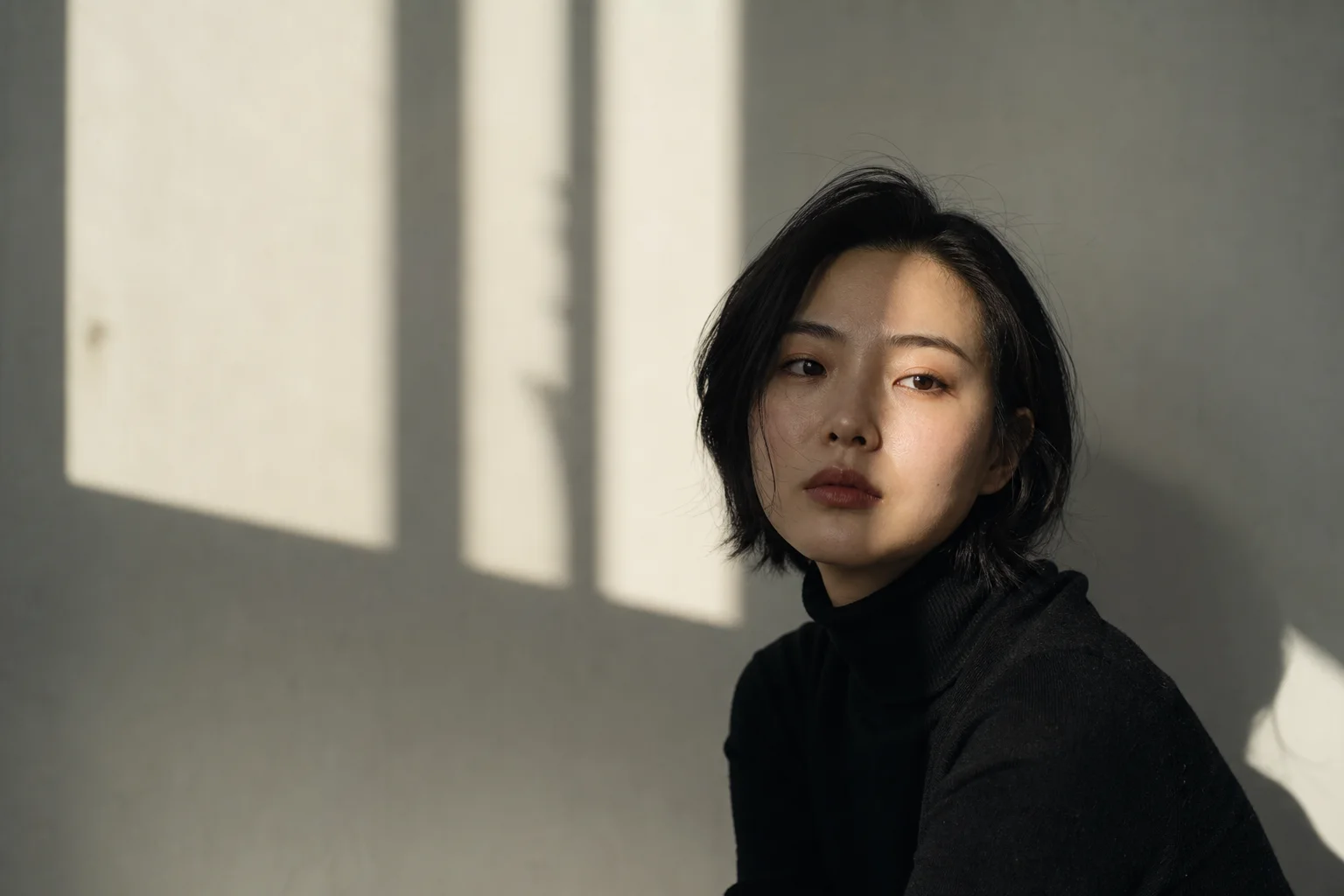 A quiet portrait shaped by low rectangular window light